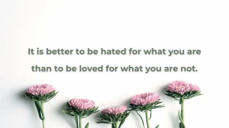 It is better to be hated for what you are than to be loved for what you are not