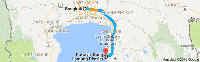 How to Get to Pattaya from Bangkok? 1 from-bangkok-to-pattaya-thailand-map